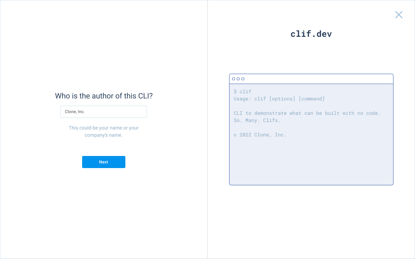 Provide an author for the CLI program Provide an author for the CLI program
