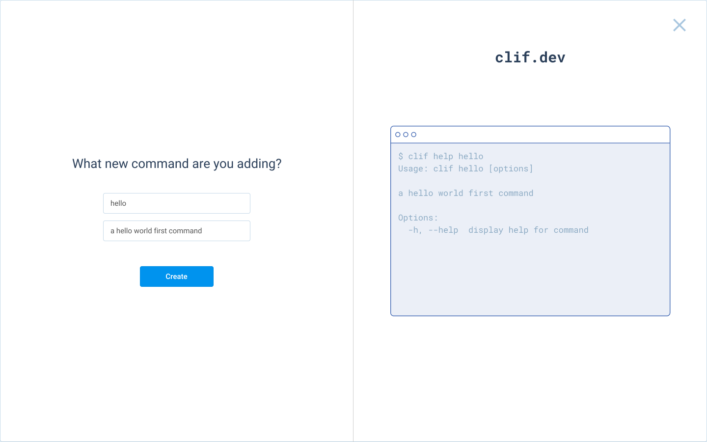 Create a new CLI command form Create a new CLI command form